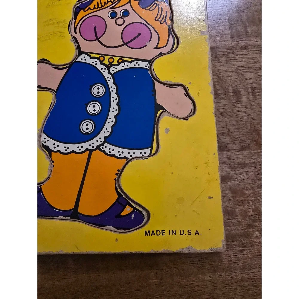 Vintage Playskool Wooden Puzzle My Toys 180-09 4 Pieces Made in USA Dressy Bessy
